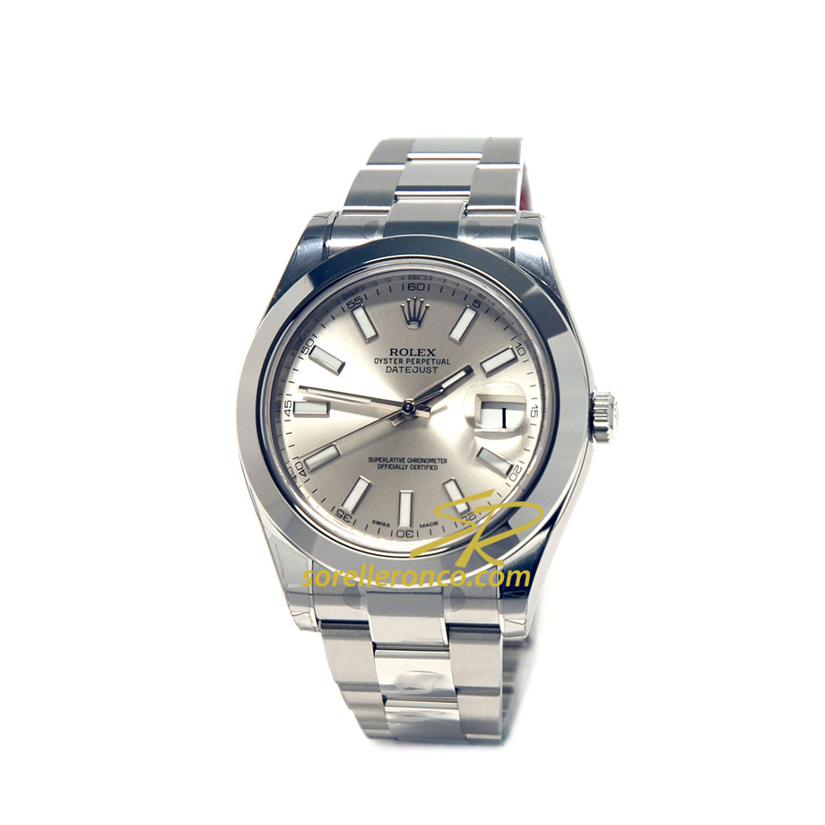 Datejust II Argento Indici 41mm Bracciale Oyster - Nuovo