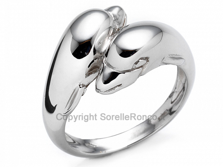 Anello 24 Carati Dorato delfini dito anello d'oro di dimensioni regolabili Delfin coppiette 