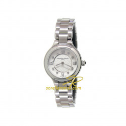 Presentato alla fiera di basilea il nuovo Frederique Constant Classics Delight orologio da donna con movimento al  quarzo, quadrante bianco con diamanti e bracciale in acciaio.
