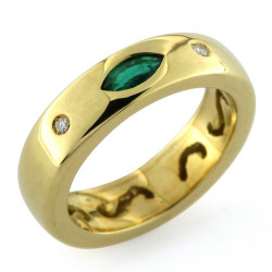 CF00378 - Anello in Oro con Smeraldo e Diamanti