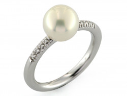 CF00497 - Anello con Perla e Diamanti Oro Bianco