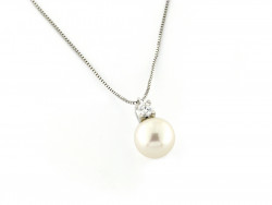 CF00523 - Collana Oro con Perla 7,75mm e Diamante