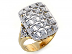 CF00741 - Art Deco Anello Oro Diamanti ct. 0.27