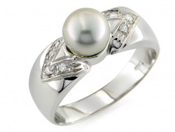 CF01184 - Anello con Perla 7mm e Diamanti