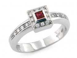 CF01319 - Anello Art Decò con Rubino e Diamanti
