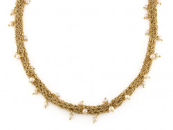 CF01589 - Girocollo in Oro Giallo con piccole Perle pendenti