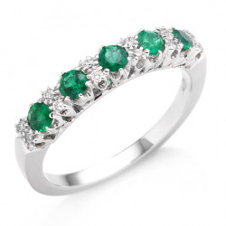 CF01843 - Anello con Diamanti e Smeraldo 0.45 Ct