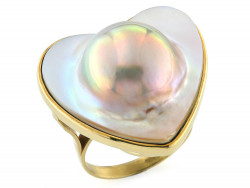 CF02033 - Anello Oro Giallo con  Perla Mabè Rosé a Cuore