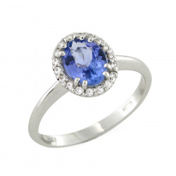 CF02414 - Anello con Tanzanite Naturale Blu Ovale e Diamanti