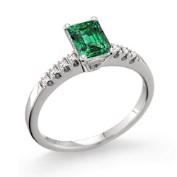 CF02445 - Anello con Diamanti e Smeraldo 1.35-1.55 Ct