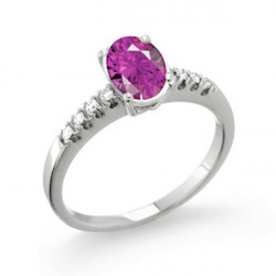CF02452 - Anello con Zaffiro Rosa Naturale Ovale e Diamanti