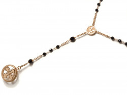 ROSB009N0DT - Collana Rosario Argento T-Gold Onice