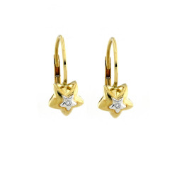 CF02596 - Orecchini Pendenti Stelle Oro e Diamante Brillante