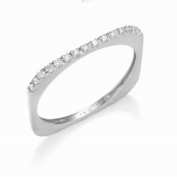 Cf02746 - Anello Oro Bianco 18Kt con Diamanti 0.12Ct