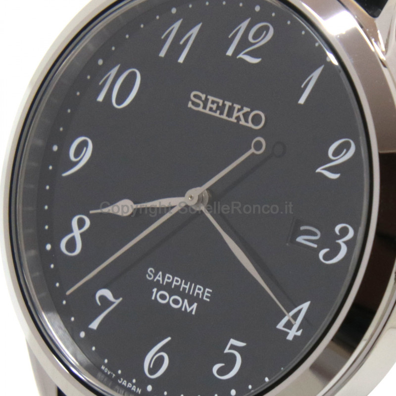 Orologio Seiko Classic Nero 40mm Cinturino Pelle SGEH77P1