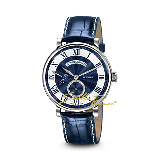 8 Jours Grand Taille Carica Manuale Blu 41mm